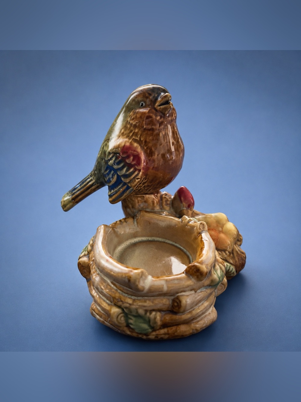 Vintage Ceramic Bird Figurine Basket Candle Holder – Cottagecore Decor & Farmhou